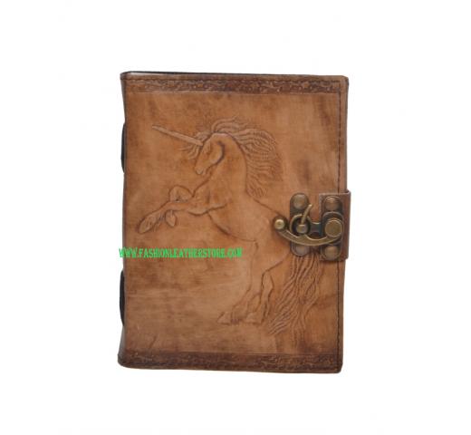 Vintage New Antique Design Handmade Unicorn Embossed Leather Journal Notebook Charcoal Color Journals 7x5 Inches Notebook